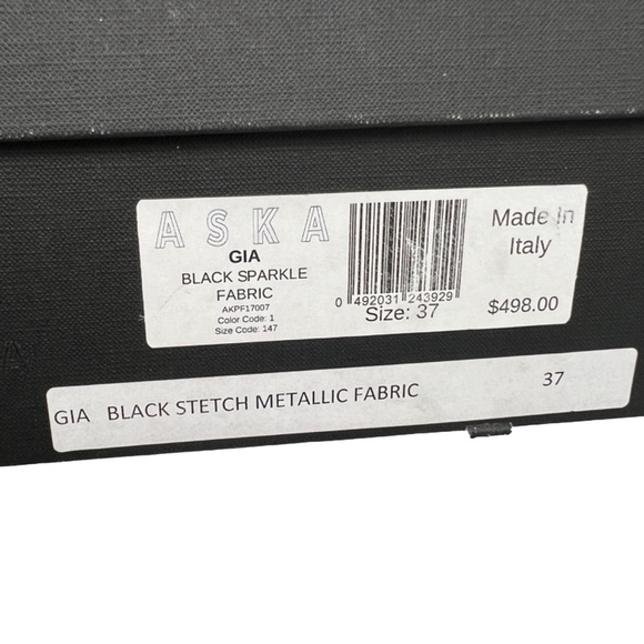 ASKA Made In Italy Gia Stretch Metallic Fabric Ankle Heel Boots 37 (6.5) NIB - Picture 8 of 9